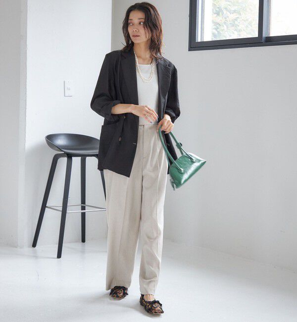 SHIPS for women「〈手洗い可能〉麻調 合繊 2タック ワイド パンツ 2」|その他|