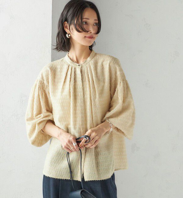 SHIPS for women「〈手洗い可能〉シアー ジャカード 袖 シャーリング ブラウス」|シャツ・ブラウス|クリーム