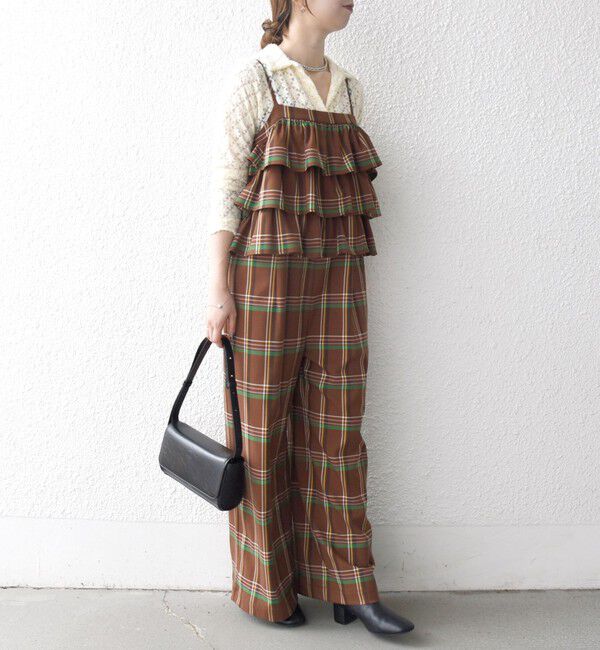 SHIPS any「SHIPS any:〈洗濯機可能〉チェック フリル ティアード サロペット」|オールインワン|