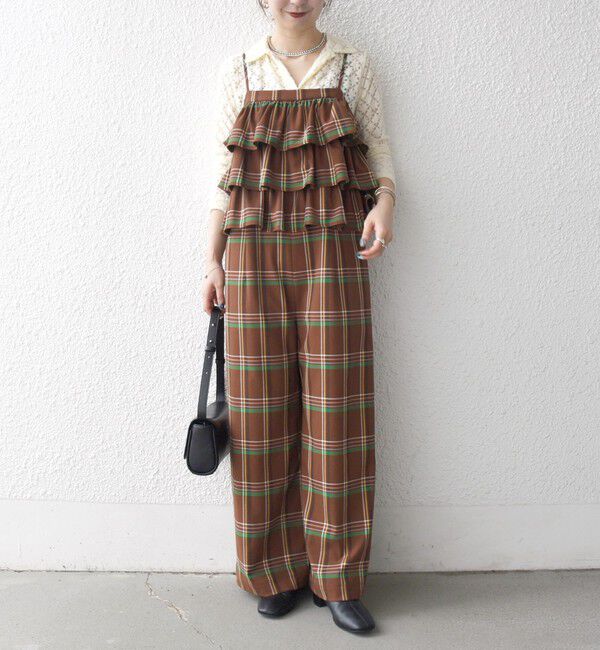 SHIPS any「SHIPS any:〈洗濯機可能〉チェック フリル ティアード サロペット」|オールインワン|