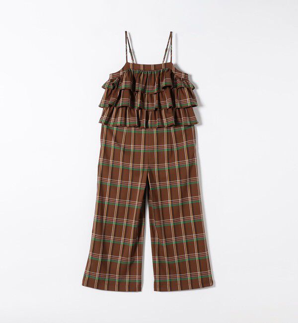 SHIPS any「SHIPS any:〈洗濯機可能〉チェック フリル ティアード サロペット」|オールインワン|