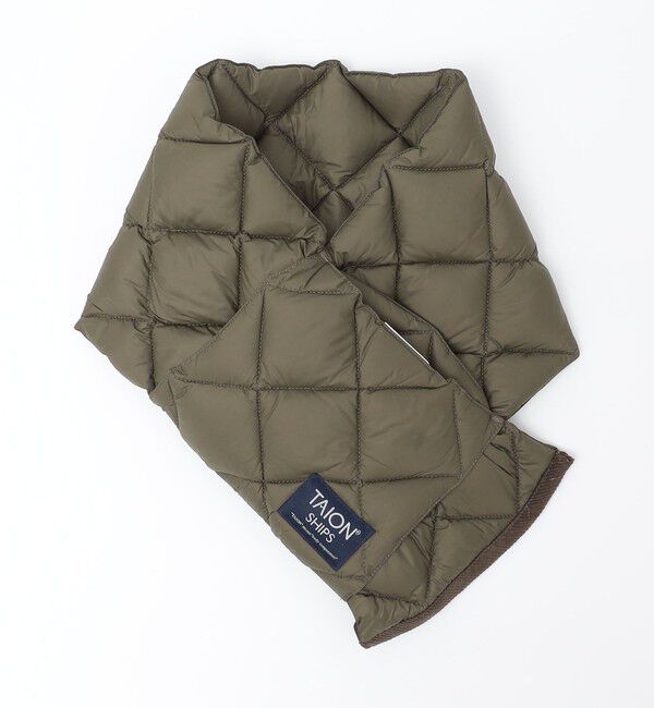 SHIPS「【SHIPS別注】TAION: 〈手洗い可能〉キルティング ダウン マフラー」|ストール|オリーブ