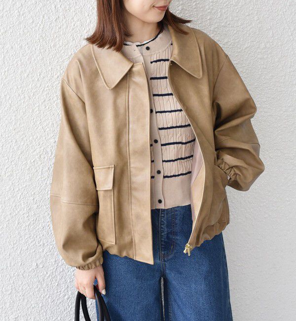 SHIPS Colors 「SHIPS Colors:バイカー ジャケット」|ライダースジャケット|ベージュ