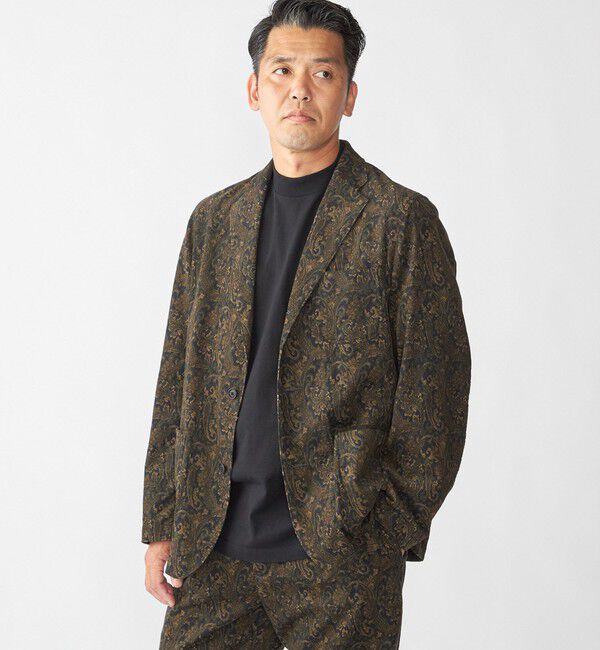 SHIPS「Southwick:〈セットアップ対応〉 Gate Label プリント コーデュロイ ジャケット」|テーラードジャケット|ブラウン