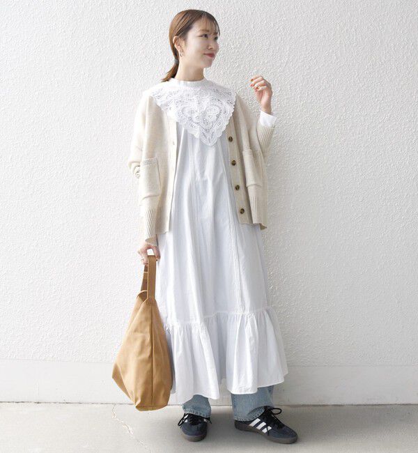 SHIPS any「bon_meur:〈洗濯機可能〉レース ビッグカラー ギャザー パフ シャツワンピース」|ワンピース|