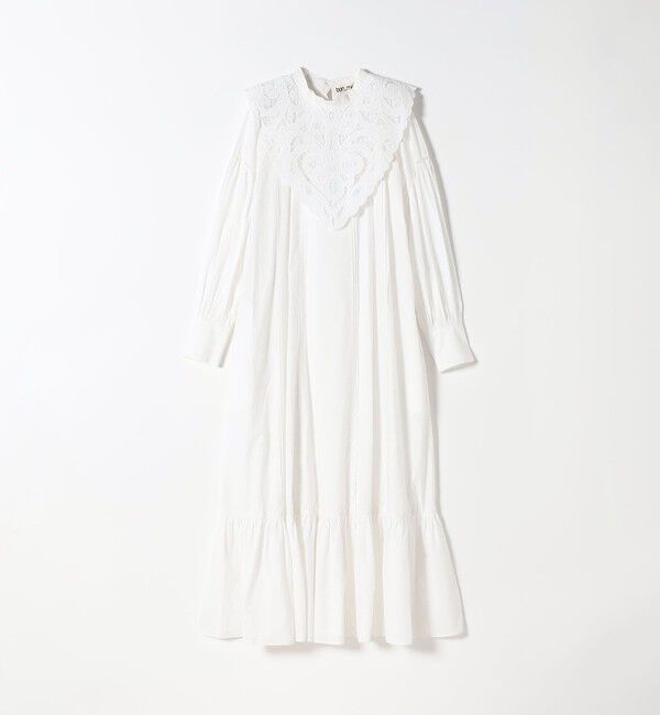 SHIPS any「bon_meur:〈洗濯機可能〉レース ビッグカラー ギャザー パフ シャツワンピース」|ワンピース|