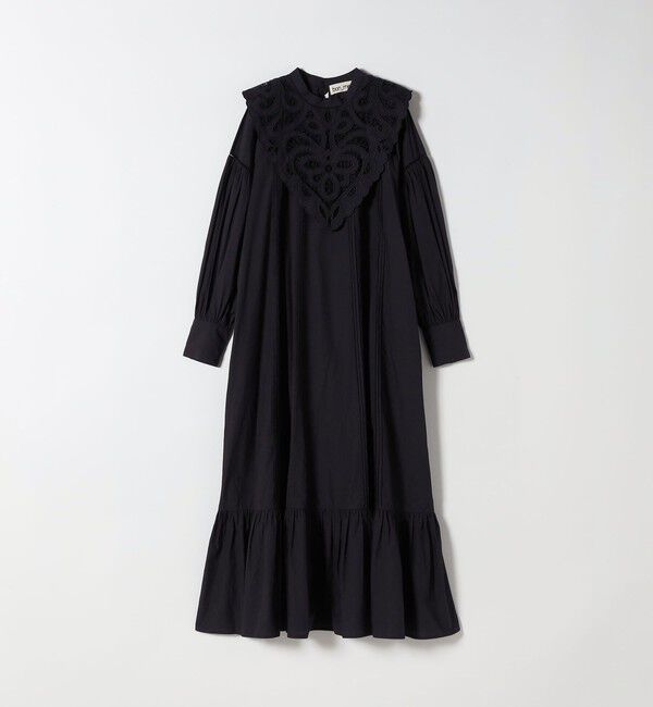 SHIPS any「bon_meur:〈洗濯機可能〉レース ビッグカラー ギャザー パフ シャツワンピース」|ワンピース|