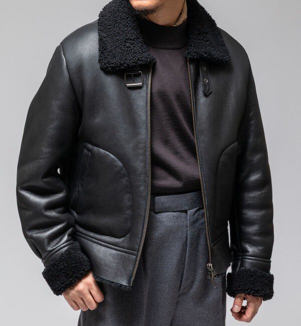 SHIPS「SHIPS: ムートン ジャケット B-3」|その他|ブラック