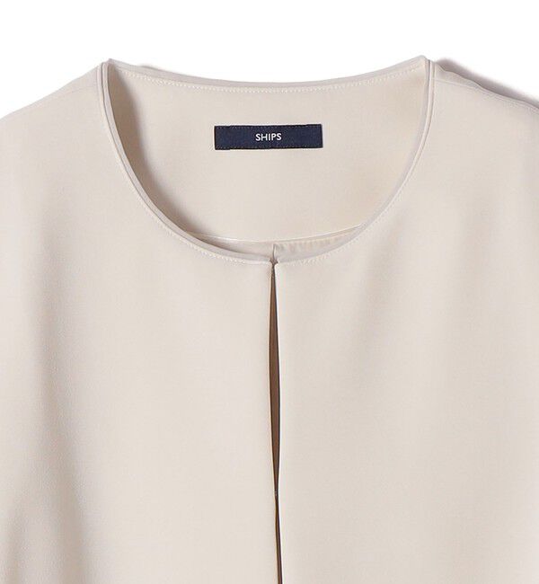 SHIPS for women「ダブル クロス 重ね袖 ノーカラー ジャケット（セレモニー対応可）」|ノーカラージャケット|