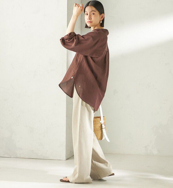 SHIPS for women「《一部追加予約》〈手洗い可能〉IMPERIAL LINEN 混 オーバー サイズ シャツ」|シャツ・ブラウス|