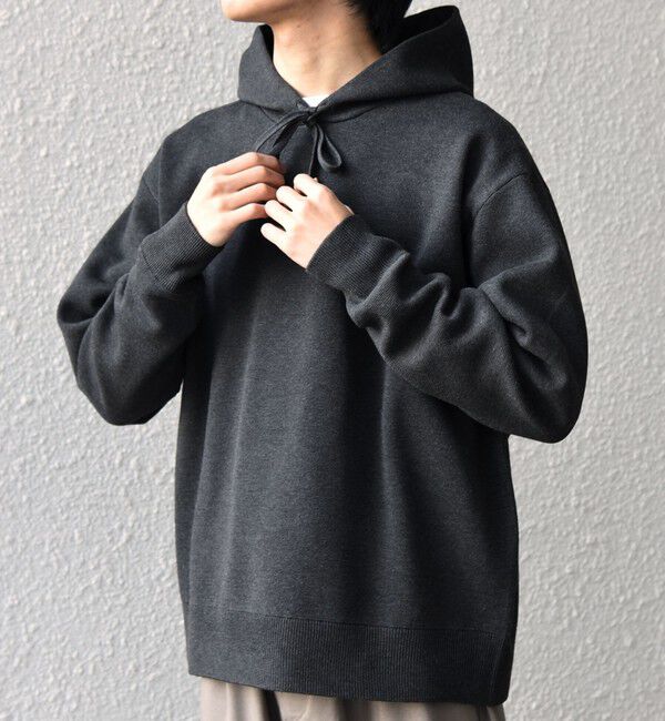 SHIPS any「SHIPS any:〈手洗い可能〉ミラノリブ コットンライク ニット プルオーバー パーカー◇」|パーカー|ダークグレー