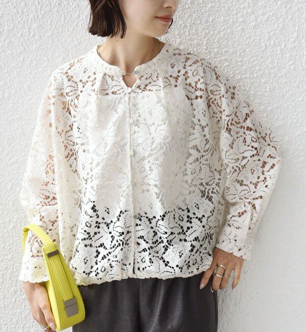 SHIPS for women「〈手洗い可能〉裾 ドロスト レース ブラウス」|シャツ・ブラウス|