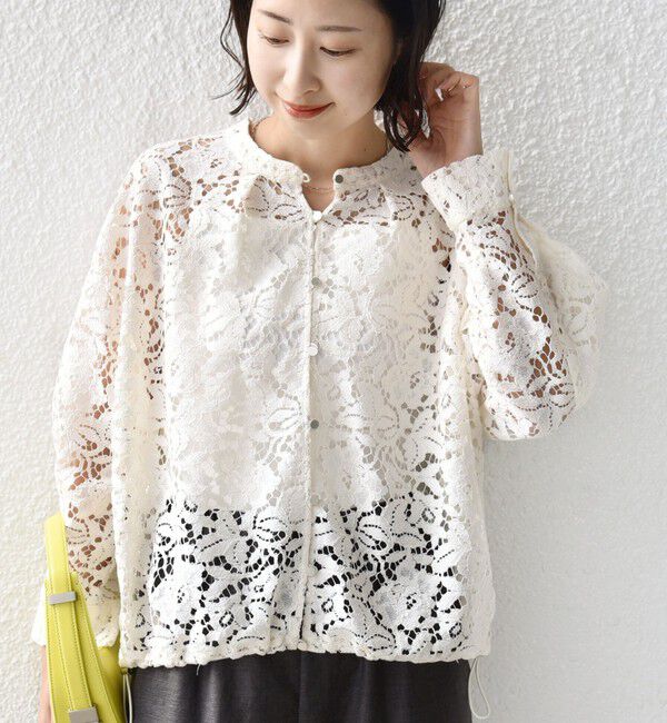 SHIPS for women「〈手洗い可能〉裾 ドロスト レース ブラウス」|シャツ・ブラウス|