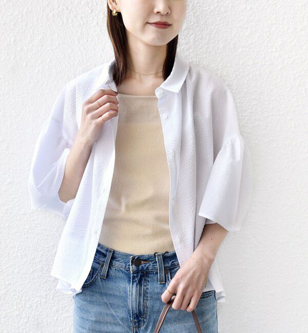 SHIPS for women「【WEB限定】〈手洗い可能〉サッカー ギャザー シャツ 羽織」|シャツ・ブラウス|