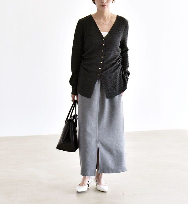 quaranciel「quaranciel:〈洗濯機可能〉Vネック ブラウス & Iライン スカート セットアップ」|ワンピース|