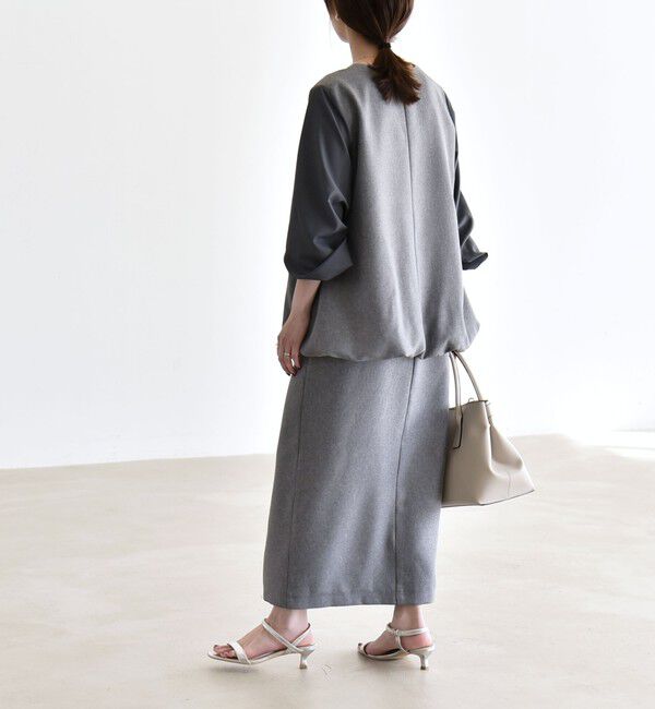 quaranciel「quaranciel:〈洗濯機可能〉Vネック ブラウス & Iライン スカート セットアップ」|ワンピース|