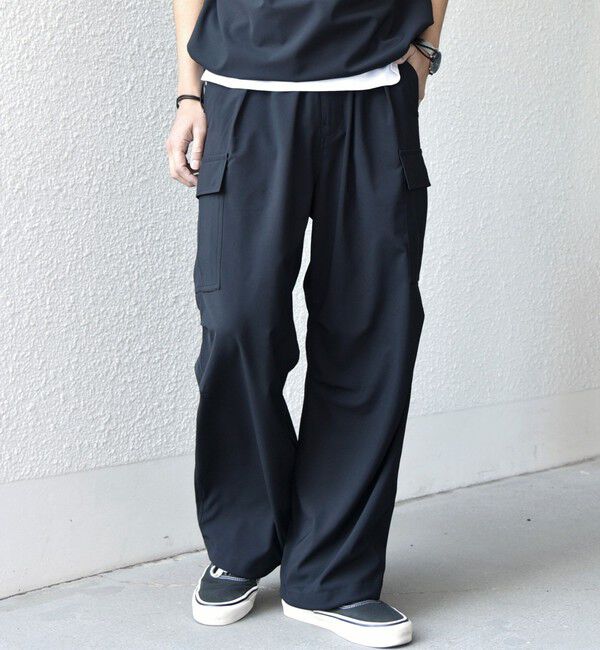 SHIPS any「SHIPS any:〈吸水速乾〉Rapidry スマート ワイド イージー カーゴ パンツ(セットアップ対応)◇」|カーゴ|ブラック