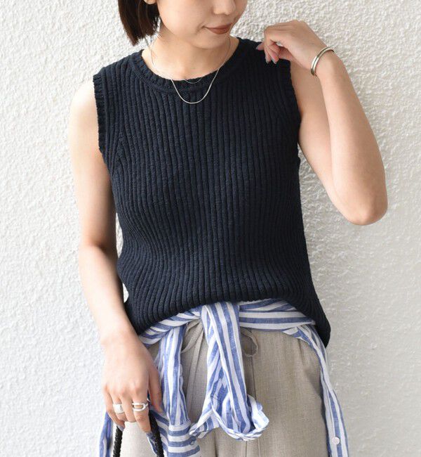SHIPS Colors 「《予約》SHIPS Colors:〈手洗い可能〉スラブ ニット タンクトップ◆」|タンクトップ|