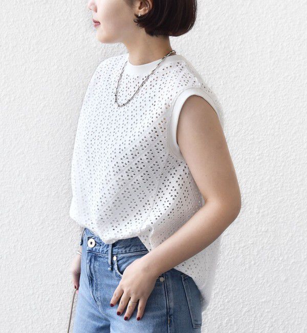 SHIPS for women「〈手洗い可能〉アイレット ノースリーブ フレア プルオーバー」|Tシャツ・カットソー|