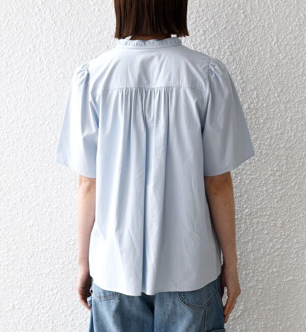 SHIPS any「《予約》SHIPS any:〈洗濯機可能〉タイプライター フリル スキッパー パフ ブラウス」|シャツ・ブラウス|