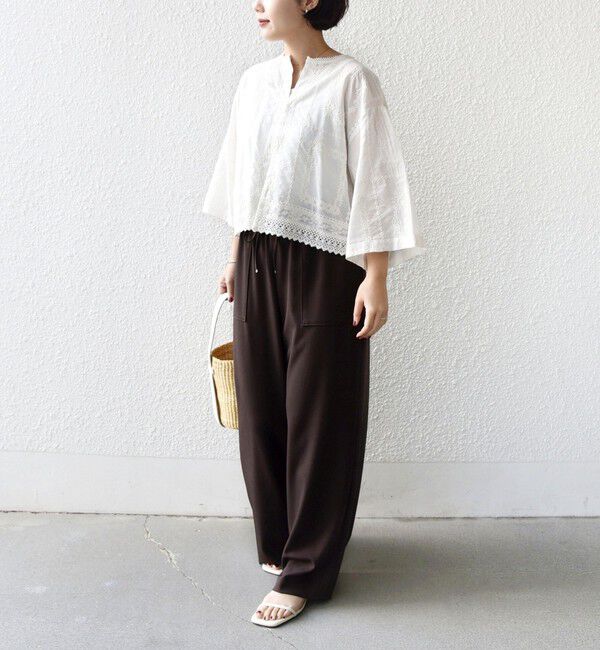 SHIPS for women「〈手洗い可能〉パッチワーク レース ショート スリーブ 羽織 ブラウス」|シャツ・ブラウス|