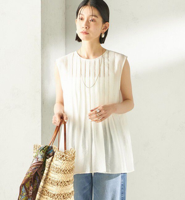 SHIPS for women「《予約》〈手洗い可能〉シルク混 シアー 2WAY ノースリーブ ブラウス」|シャツ・ブラウス|