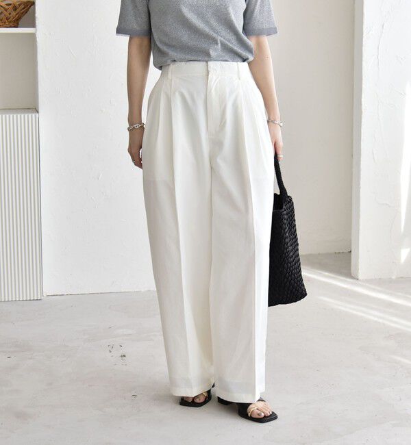 quaranciel「《予約》quaranciel:〈接触冷感/UVカット/吸水速乾/洗濯機可能〉3タック ワイド ストレート パンツ」|その他|