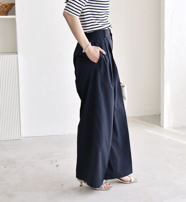 quaranciel「《予約》quaranciel:〈接触冷感/UVカット/吸水速乾/洗濯機可能〉3タック ワイド ストレート パンツ」|その他|