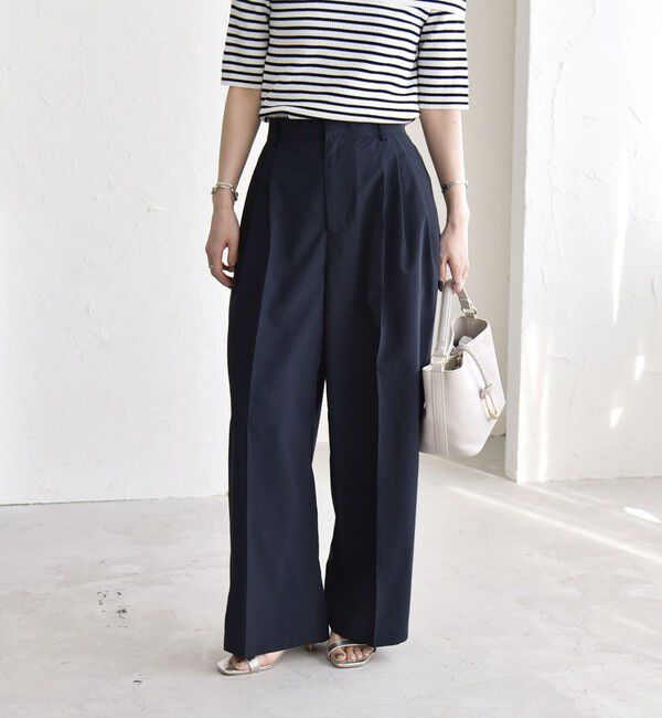 quaranciel「《予約》quaranciel:〈接触冷感/UVカット/吸水速乾/洗濯機可能〉3タック ワイド ストレート パンツ」|その他|