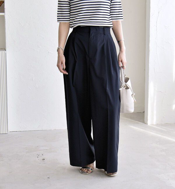quaranciel「《予約》quaranciel:〈接触冷感/UVカット/吸水速乾/洗濯機可能〉3タック ワイド ストレート パンツ」|その他|