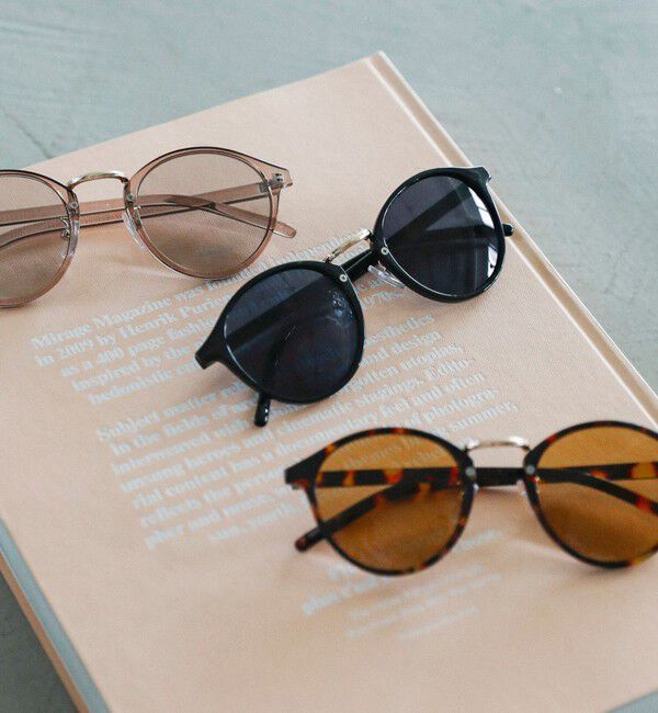 quaranciel「《予約》quaranciel: ラウンド サングラス（レオパード ケース チャーム付き）」|サングラス|ブラック