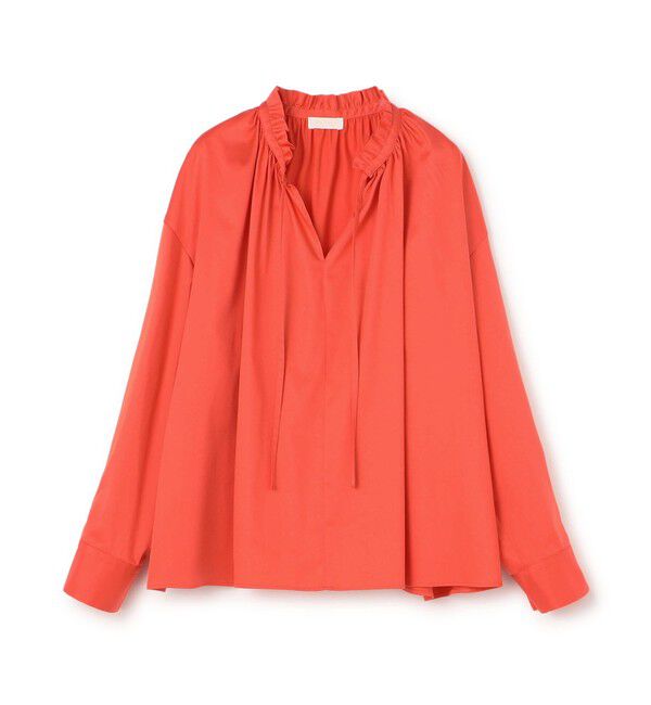 Ballsey「ハイカウントサテン ネックフリルブラウス」|シャツ・ブラウス|29 ダークオレンジ