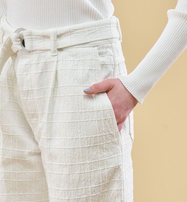 DES PRES「ウィンドウペンストレッチデニム ベルテッドパンツ」|デニム|