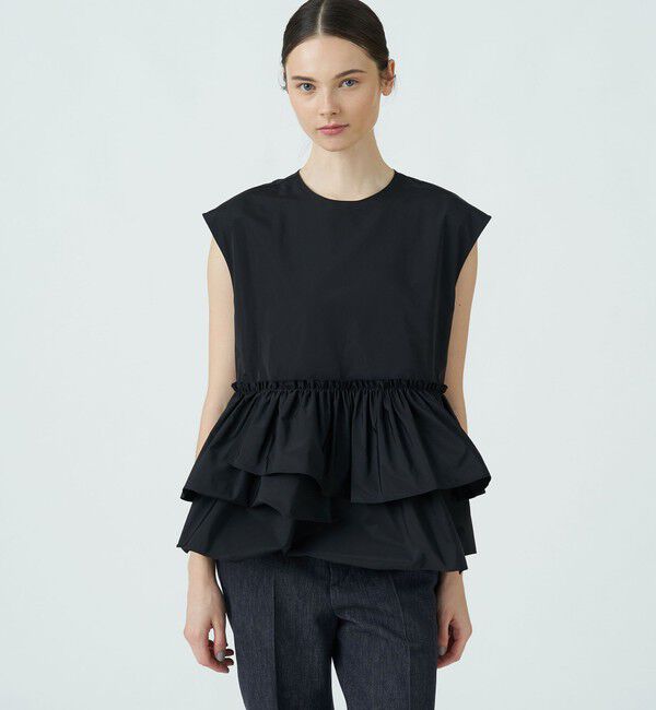 TOMORROWLAND collection「ポリエステルシルクマットタフタ ギャザーティアードブラウス」|シャツ・ブラウス|