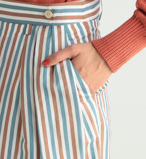 BACCA「ウォッシャーシルク ギャザードワイドパンツ」|チノ|