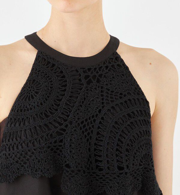 MACPHEE「レイヤードクロシェ ホルターネックワンピース」|ワンピース|