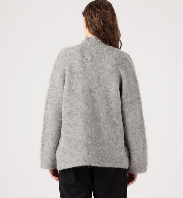DES PRES「スーリーアルパカ カラーレスニットジャケット」|ノーカラージャケット|