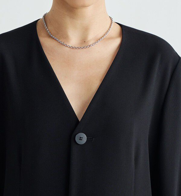 Edition「バックサテンジョーゼット ノーカラージャケット」|ノーカラージャケット|