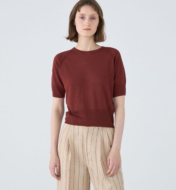 MACPHEE「プレーンリネン ハーフスリーブプルオーバー」|ニット・セーター|