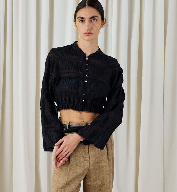 DES PRES「ブリックジャカード クロップドブラウス」|シャツ・ブラウス|