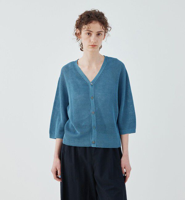 GALERIE VIE「リネンハーフカーディガン Vネックカーディガン」|カーディガン|