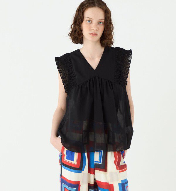 Ballsey「コットンクレープ Vネックブラウス」|シャツ・ブラウス|