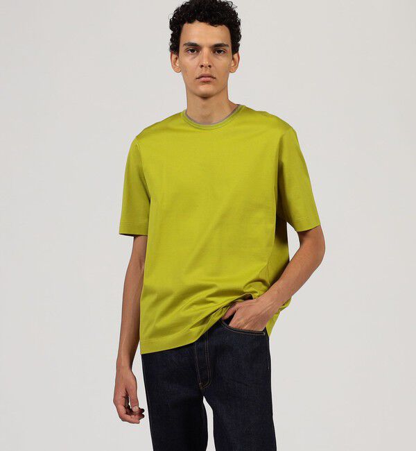 TOMORROWLAND MENS「スーピマコットン ニットコンビ ハーフスリーブカットソー」|Tシャツ・カットソー|