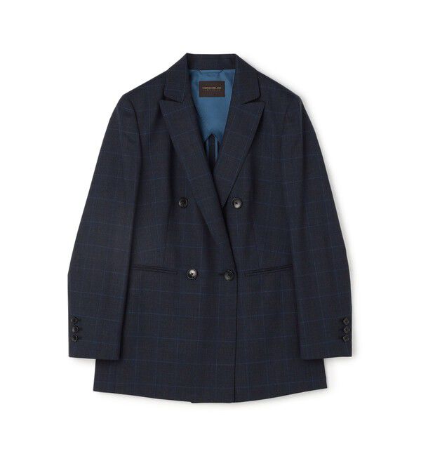TOMORROWLAND collection「365 BLUE WINDOWPANE ダブルブレストジャケット」|テーラードジャケット|68 ネイビー系