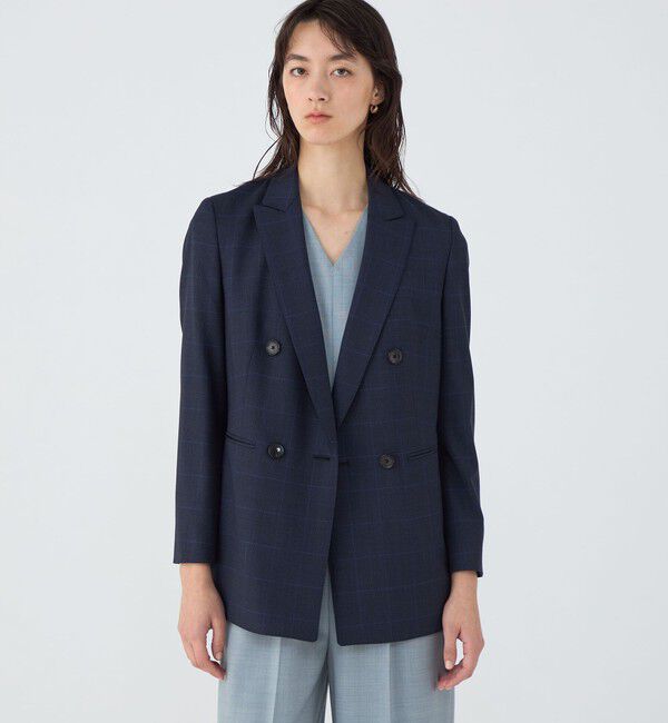 TOMORROWLAND collection「365 BLUE WINDOWPANE ダブルブレストジャケット」|テーラードジャケット|