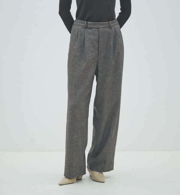 MACPHEE「ネップツイード タックテーパードパンツ」|スラックス|