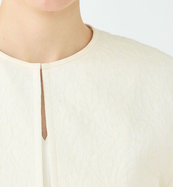 Ballsey「アラベスクジャカード クルーネックジャケット」|ノーカラージャケット|