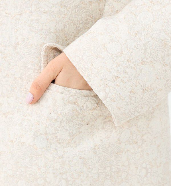 SOULEIADO「ボタニカルジャカード カラーレスジャケット」|ノーカラージャケット|