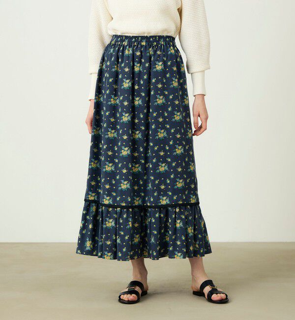 SOULEIADO「レーヨンプリント ティアードマキシスカート」|フレア|