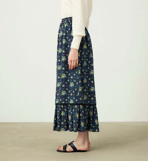 SOULEIADO「レーヨンプリント ティアードマキシスカート」|フレア|